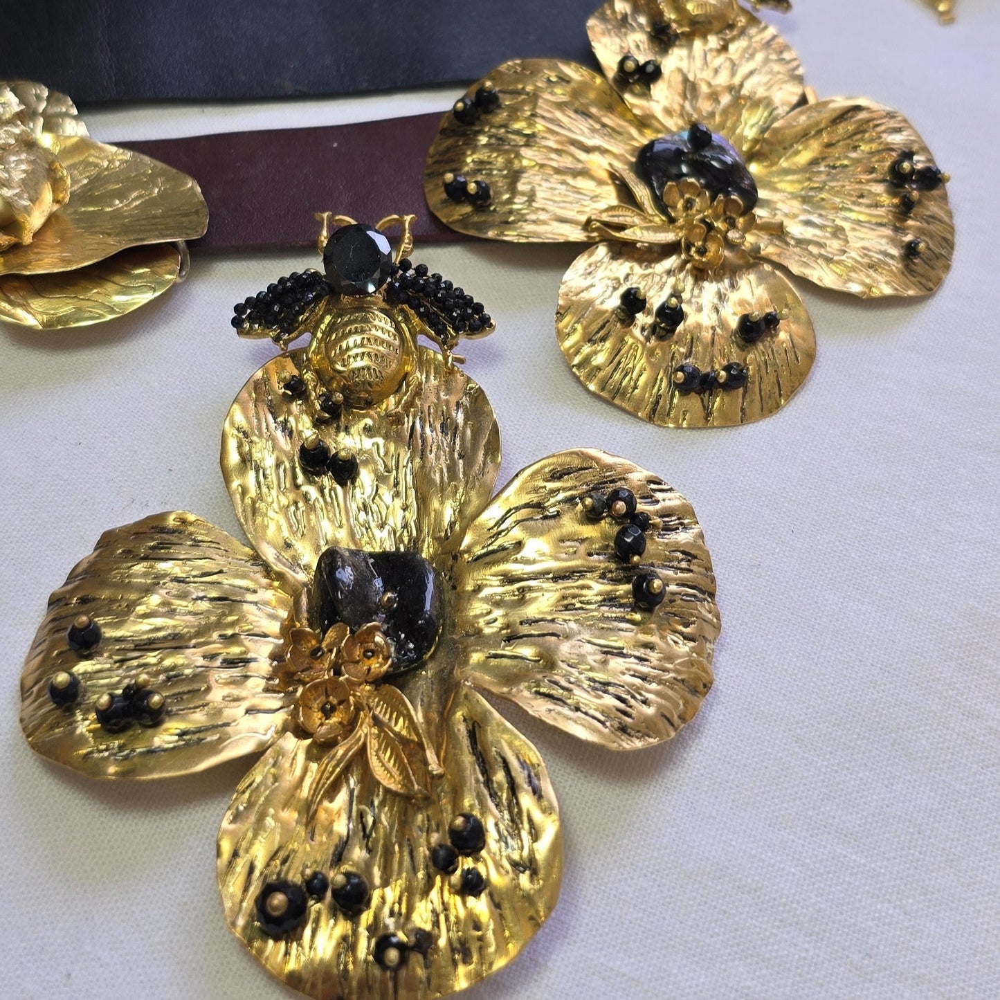 Atlas Handmade Statement Earrings – Black Shell & Swarovski Crystals