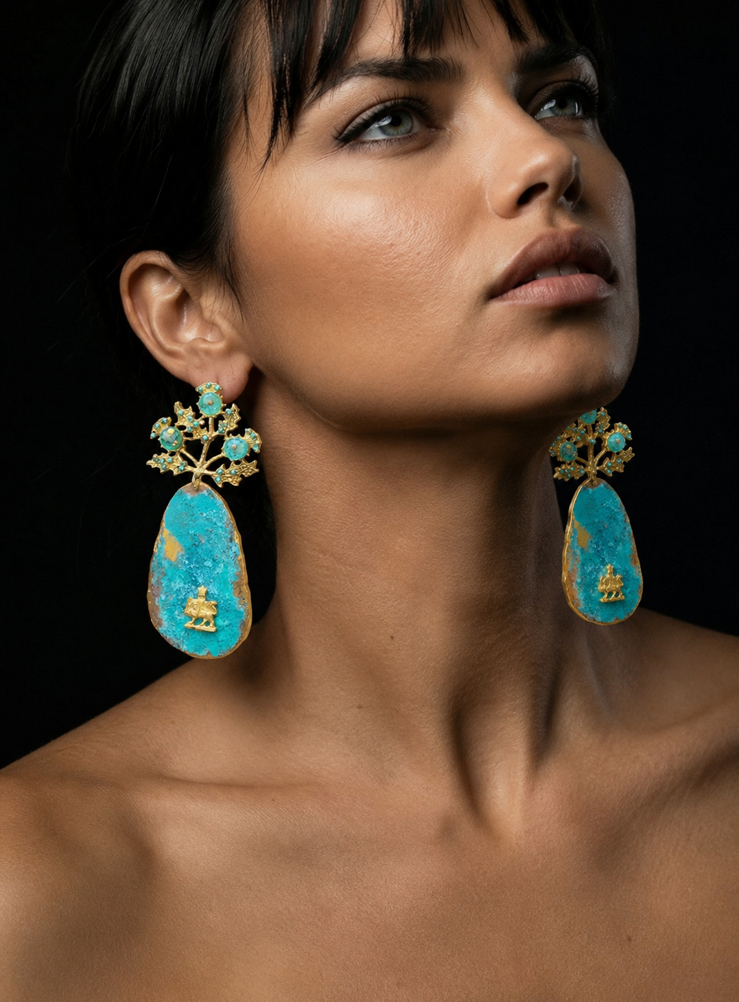 Handmade Blue Oxidized & Earrings – Luxury Turquoise Statement Jewelry