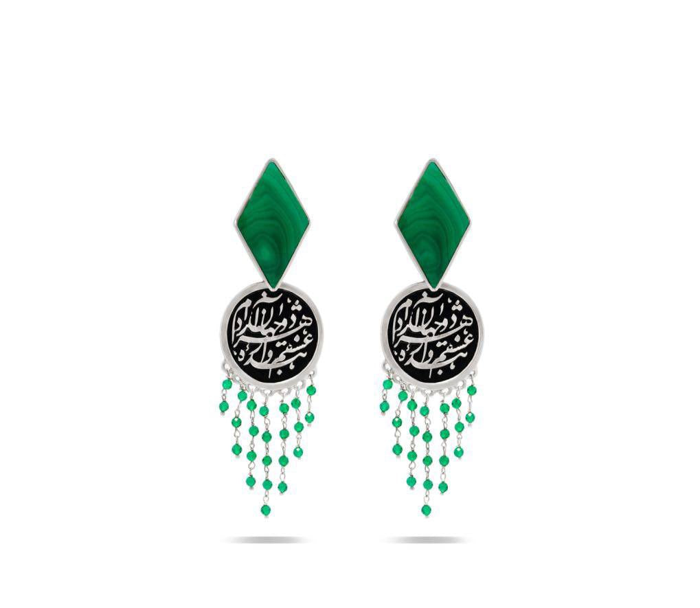 Handmade The Green Jade in set of Necklace and earrings