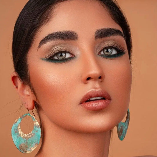 DONYA, Elegant Circular Earrings with Turquoise Patina for Girls and Women