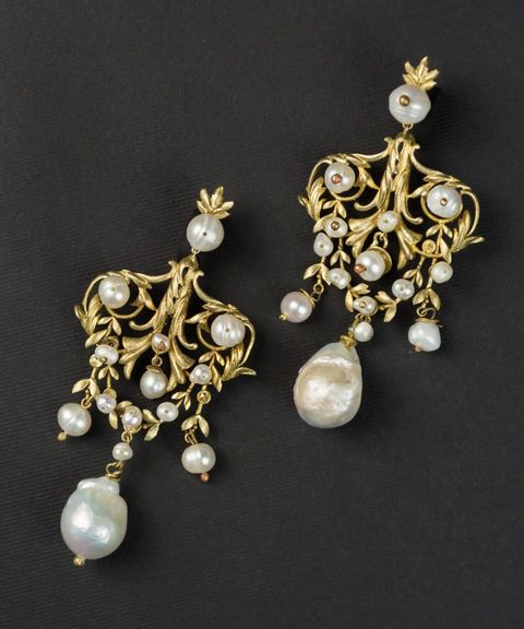 MEHREGAN, Gold-Plated Verdant Vine Ruby Chandelier Earrings