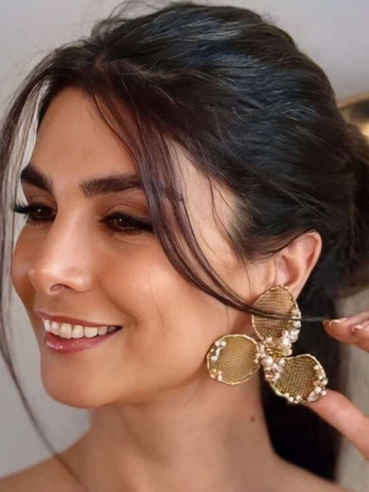 Handmade Brass & Silver Earrings with Cultured Pearls – Unique Statement Jewelry