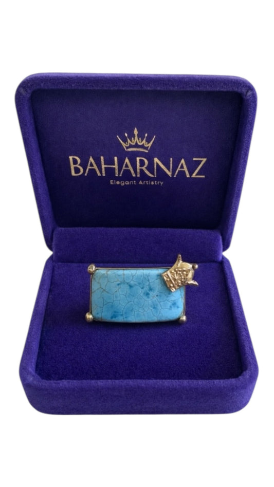 Turquoise handmade crown ring