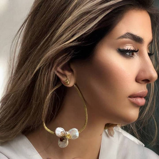 Blossom Delight Gold Hoop Earrings