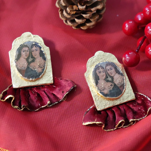 Vintage Portrait Velvet Earrings