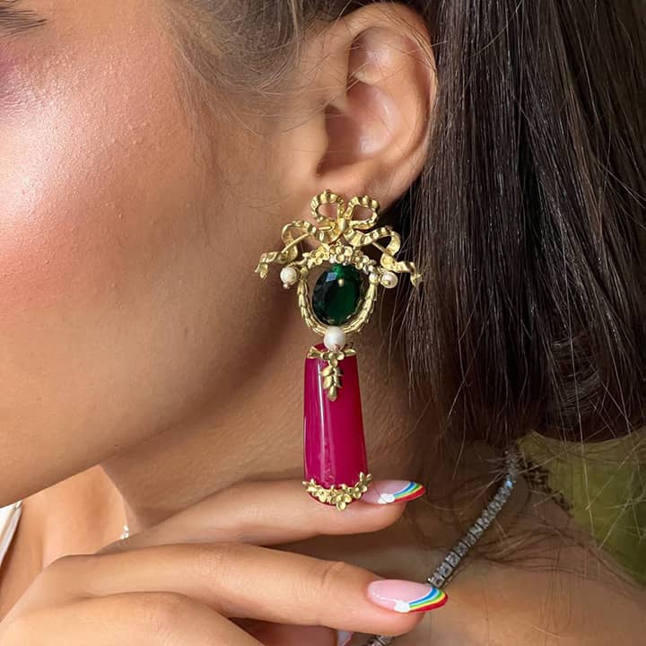 QUEEN'S COURT, Emerald Grace Tassel Earrings for Girls and Women