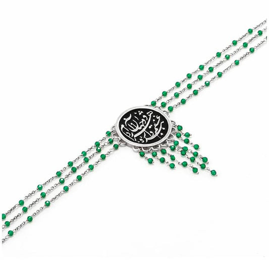 Handmade The Green Jade in set of Necklace and earrings