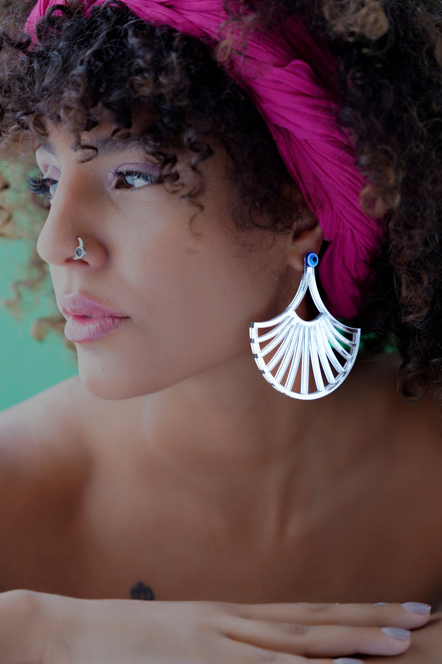 CAMELLIA, Handmade Mirror Earrings with Vintage-Contemporary Elegance for Girls and Women