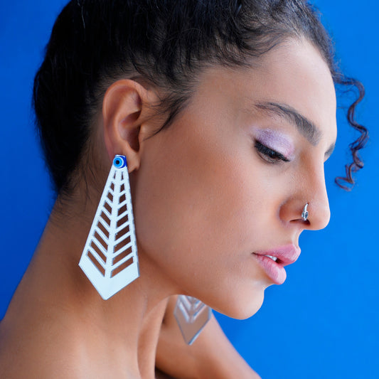 CYPRESS OF LOVE, Handmade Geometric Mirror Earrings with Vintage-Contemporary Elegance