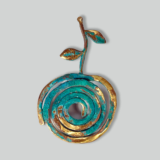 HAWA (EVE): Elegant Handmade Apple-Shaped Earrings with Turquoise Patina