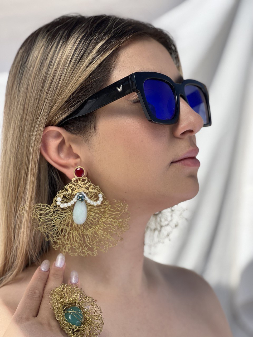 Nestled Green Opal Nest Ring