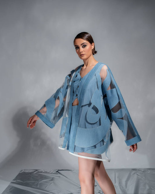 "Denim Dream" Sheer Jacket by Baharnaz