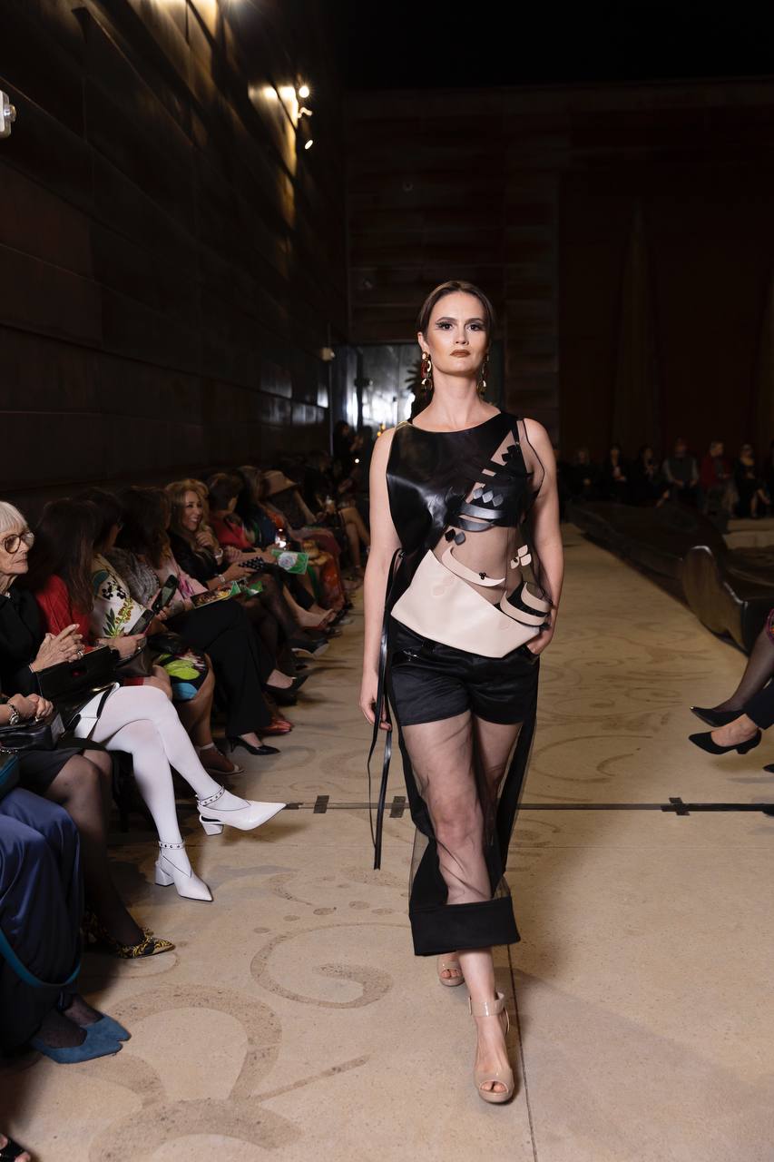 "Avant-Garde Luxury" Leather-Tulle Overlay by Baharnaz