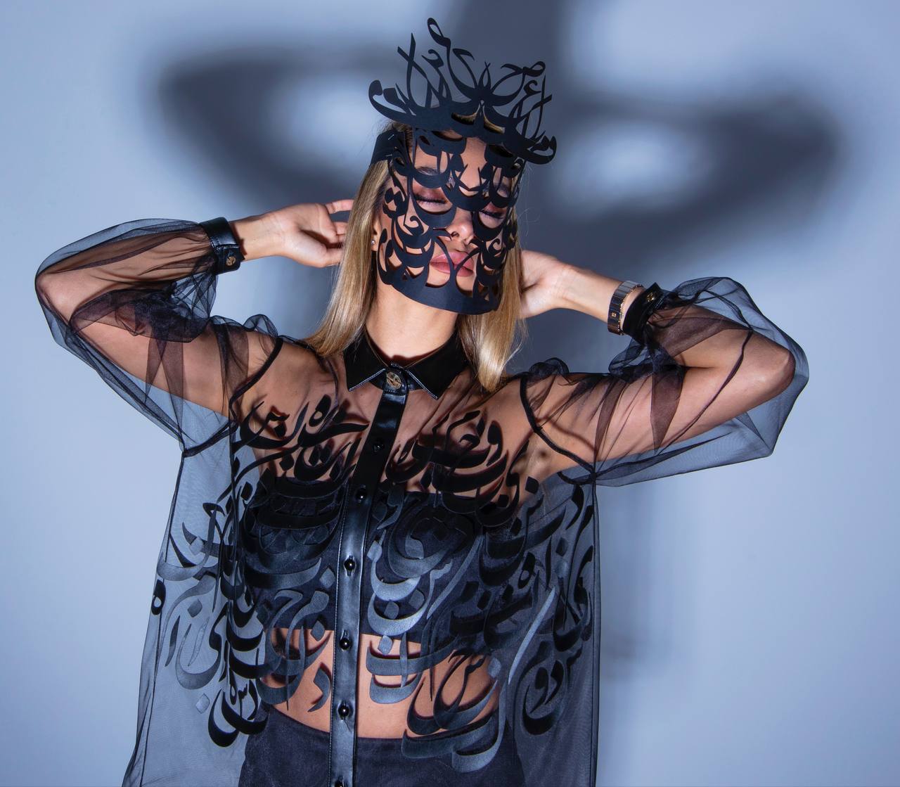 "Calligraphy Elegance" Sheer Blouse by Baharnaz