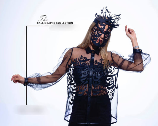 "Calligraphy Elegance" Sheer Blouse by Baharnaz
