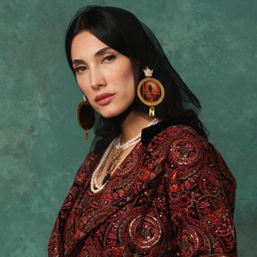 THE KING, Royal Persian Miniature Earrings With Gold-Tone Detailing