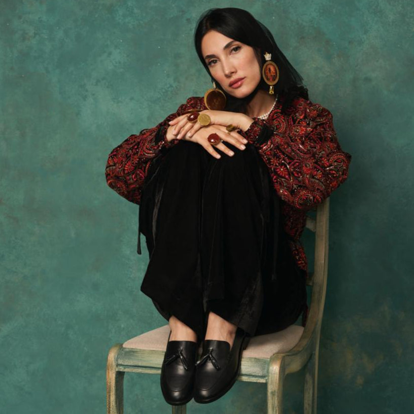 THE KING, Royal Persian Miniature Earrings With Gold-Tone Detailing