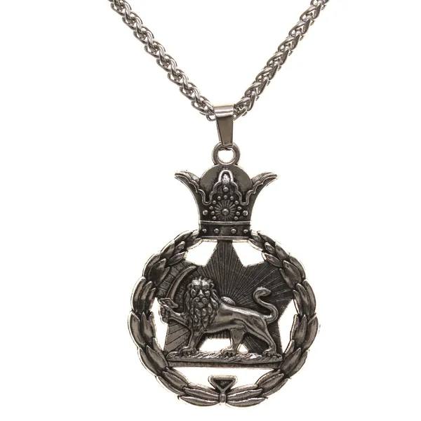 IRANIAN PERSIAN DOUBLE SIDED LION SUN SHIR KHORSHID NECKLACE, Available in 2 Colors