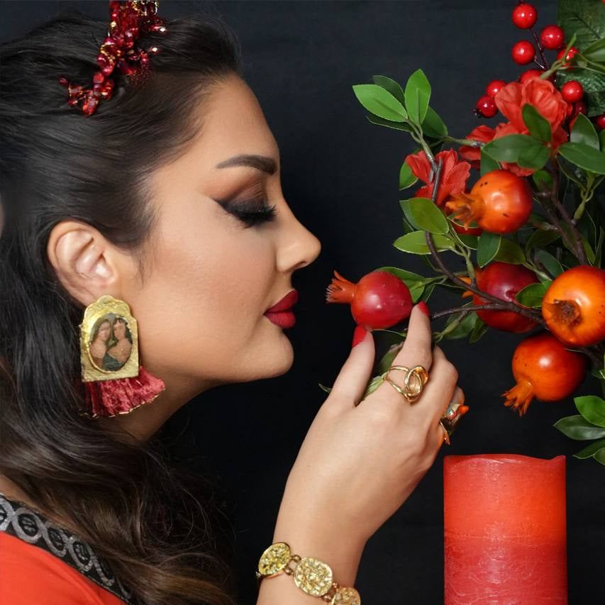Vintage Portrait Velvet Earrings