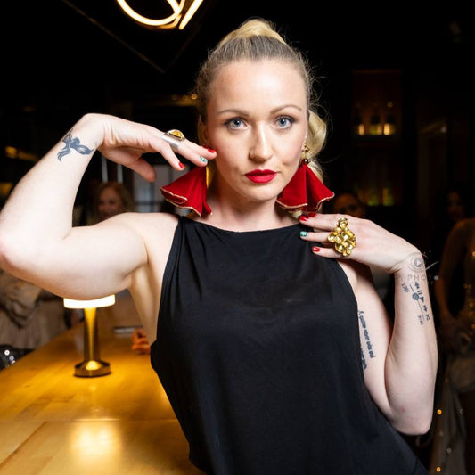 Crimson Cascade Velvet Earrings