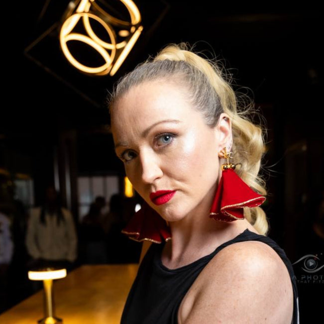 Crimson Cascade Velvet Earrings