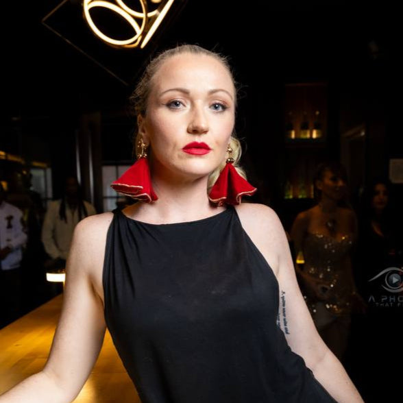 Crimson Cascade Velvet Earrings