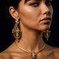Handmade Persian Map Earrings – Lion & Sun Crown Design | Enamel & Crystal Luxury Statement Jewelry