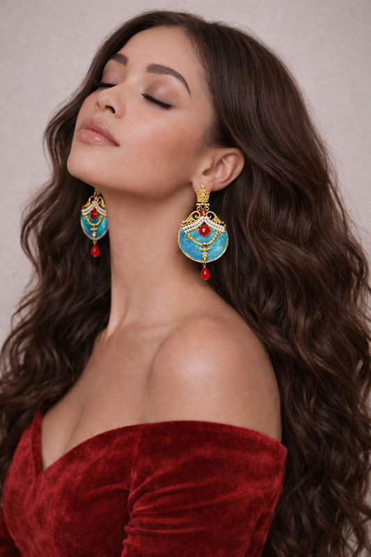 THE QUEEN OF FAIRY TALES, Celestial Azure Drop Earrings For Girls and Women