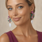 Handmade earrings with white eye cat stone