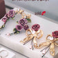 Gold Leaf Handmade Bow & Rose Earrings