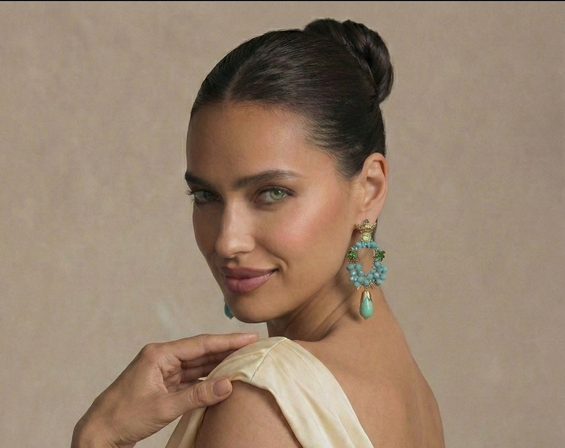 Handmade pahlavi crown earrings earrings ,