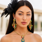 Handmade Persian Map Earrings – Lion & Sun Crown Design | Enamel & Crystal Luxury Statement Jewelry