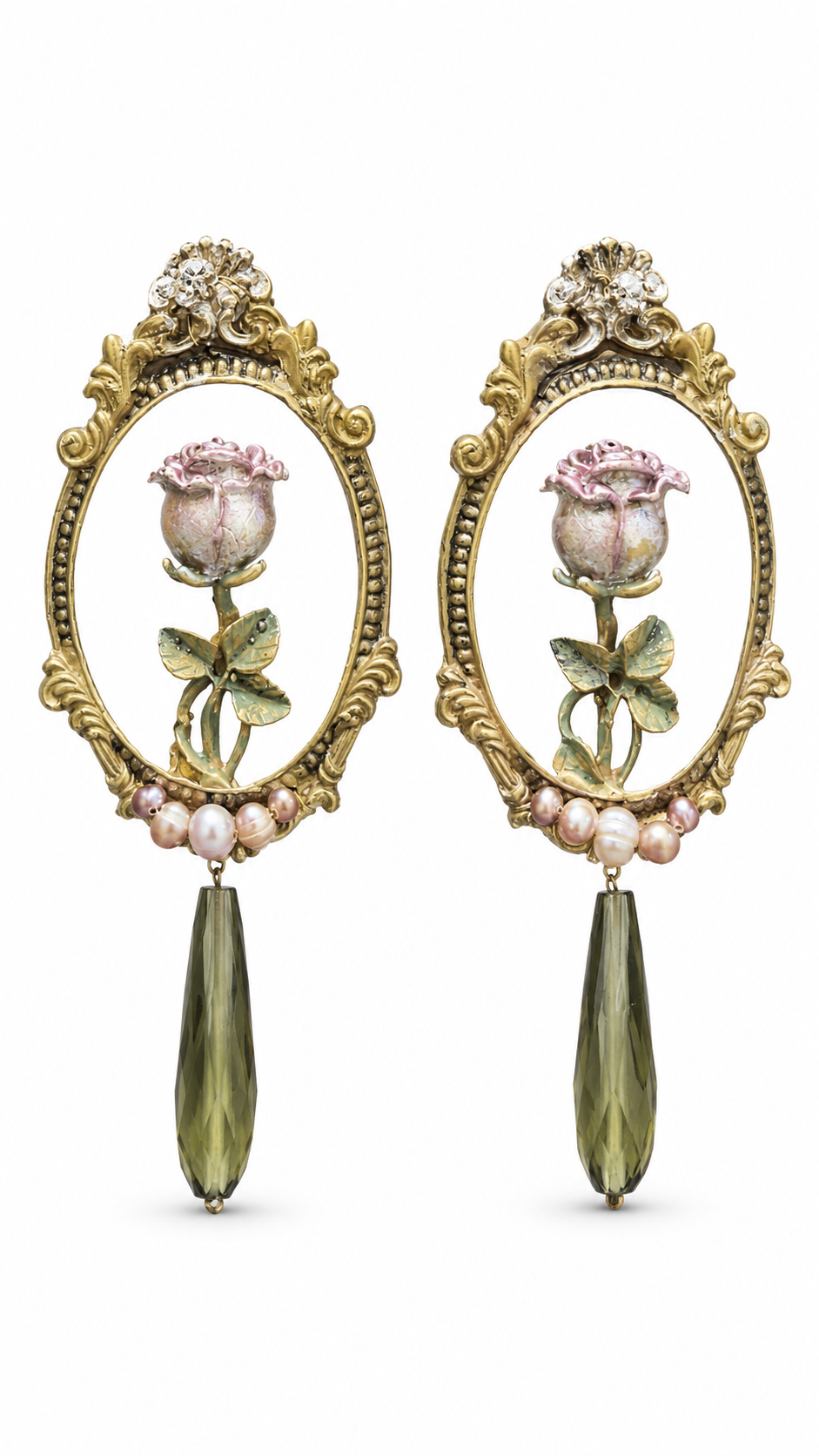 Floral Statement Earrings with Pearls & Purple Drops | Baharnaz