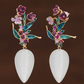 Handmade earrings with white eye cat stone