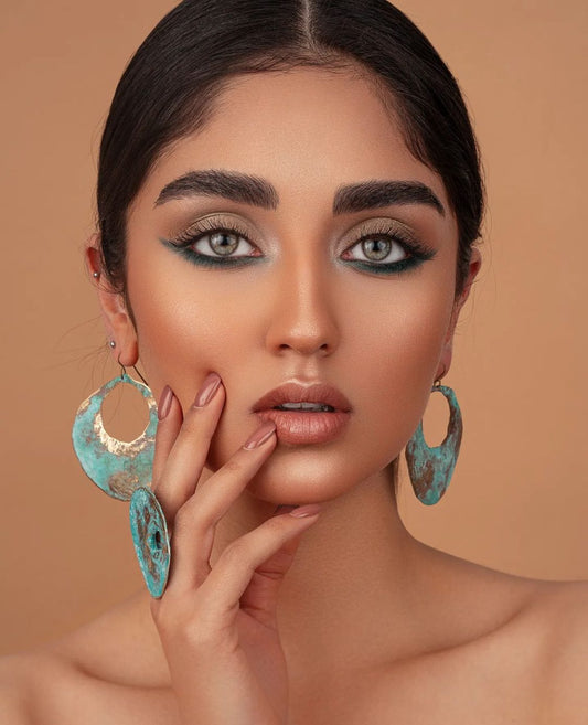 DONYA, Elegant Circular Earrings with Turquoise Patina for Girls and Women