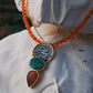 Handcrafted Silver 925 Ghajari Coin Set with Neshapour Turquoise and Agigh Stones