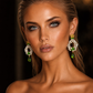 One-of-a-Kind Princess Pearl Earrings | Handmade Green Crystal Crown Earrings