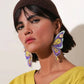 Handcrafted Butterfly Statement Earrings – Purple, Yellow & Beaded Shine