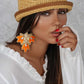 Handcrafted Statement Earrings – Orange & Gold Embellished Dangle Design