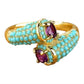 Vintage Gold Snake-Inspired Ring with Turquoise & Amethyst CZ – Statement Women’s Ring