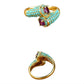 Vintage Gold Snake-Inspired Ring with Turquoise & Amethyst CZ – Statement Women’s Ring