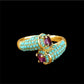 Vintage Gold Snake-Inspired Ring with Turquoise & Amethyst CZ – Statement Women’s Ring