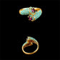 Vintage Gold Snake-Inspired Ring with Turquoise & Amethyst CZ – Statement Women’s Ring