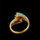 Vintage Gold Snake-Inspired Ring with Turquoise & Amethyst CZ – Statement Women’s Ring