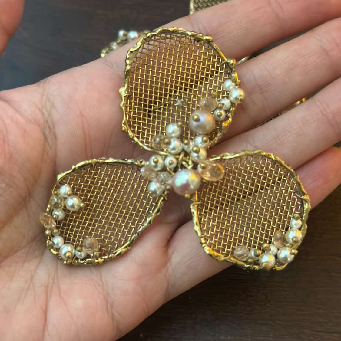 Handmade Brass & Silver Earrings with Cultured Pearls – Unique Statement Jewelry