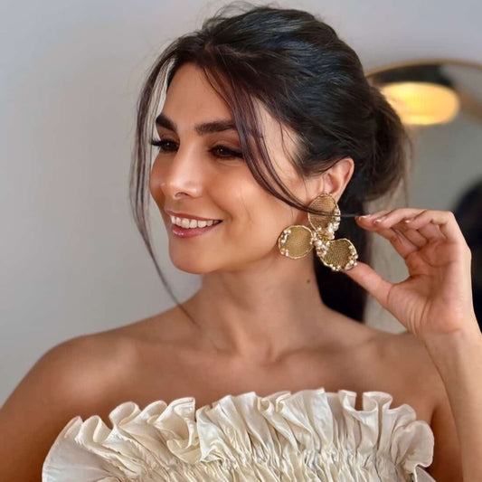Handmade Brass & Silver Earrings with Cultured Pearls – Unique Statement Jewelry
