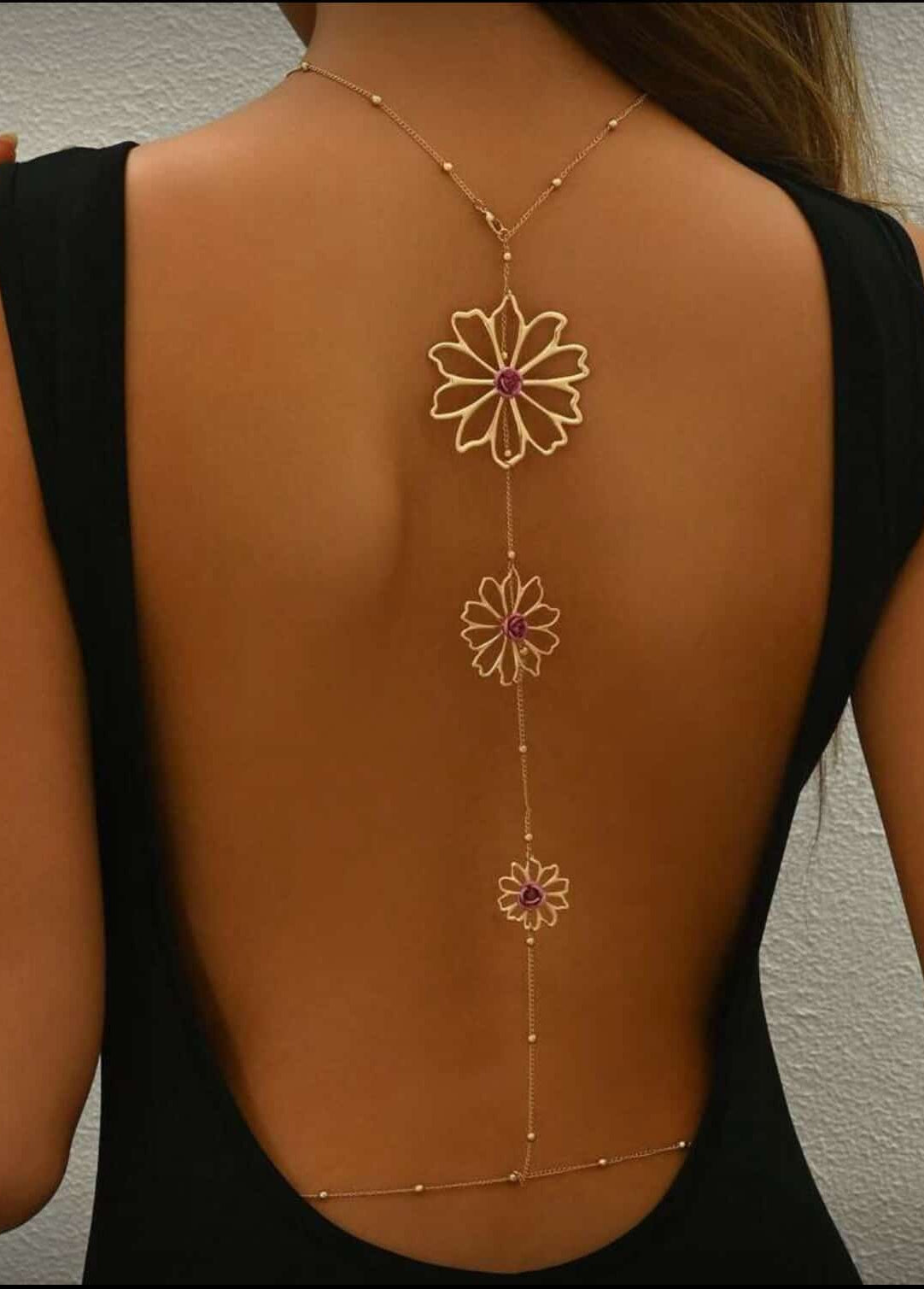 1pc Minimalist Floral Fashion Elegant Backless Waist Chain Suitable For Summer Wear