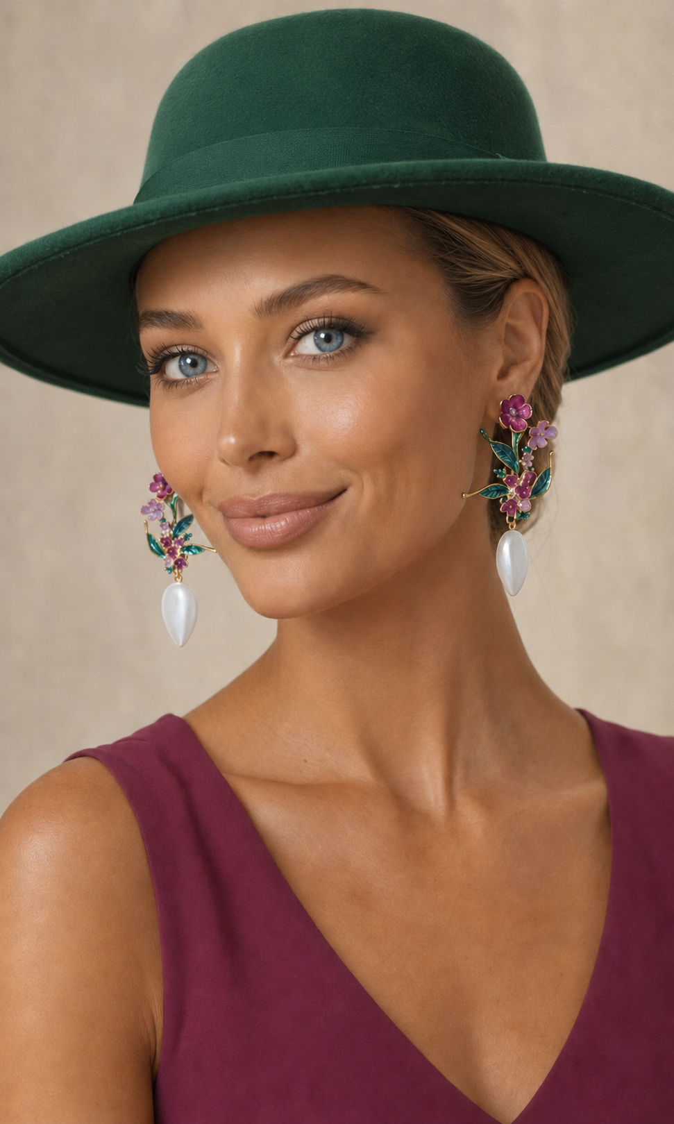 Handmade earrings with white eye cat stone