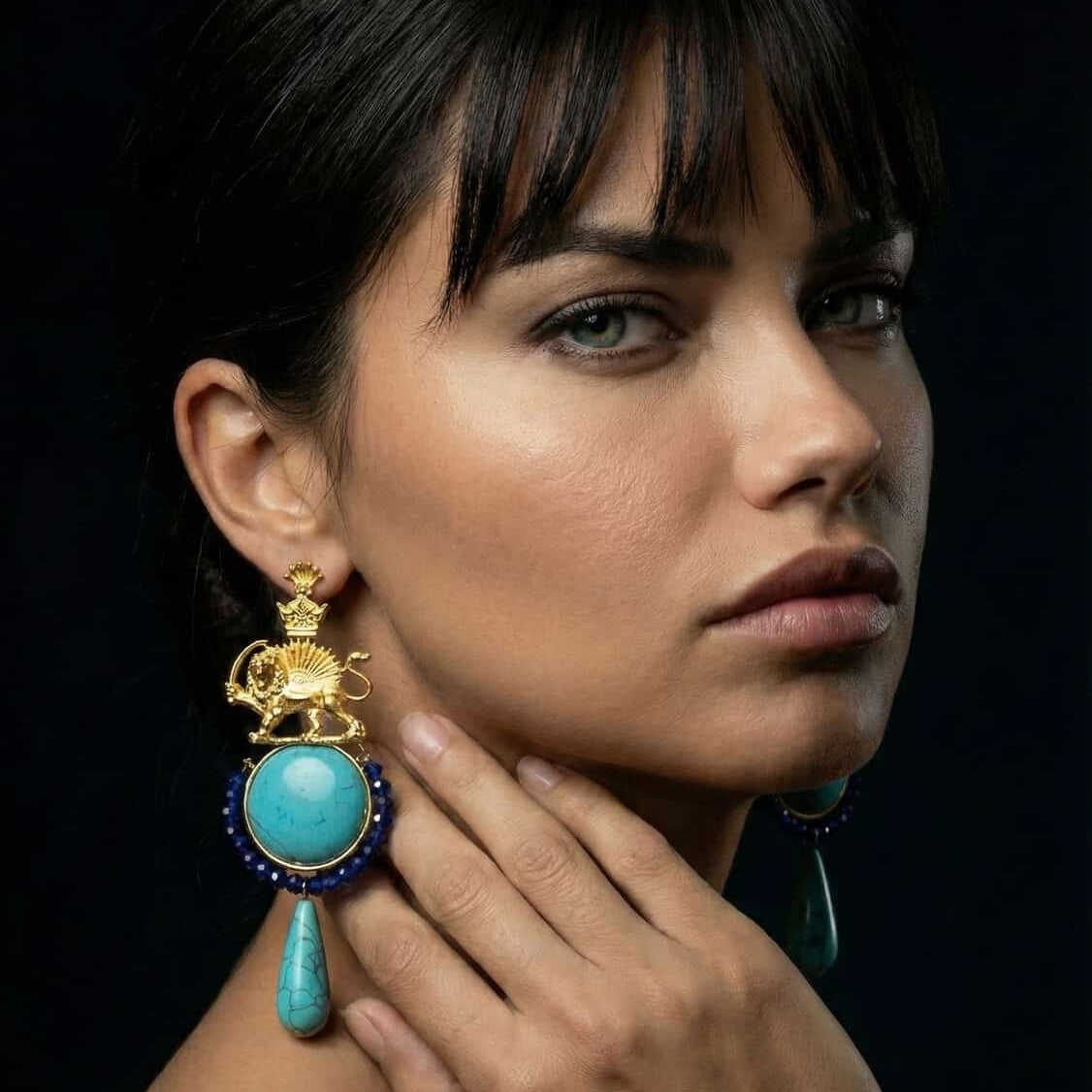 Pahlavi crown, Lion & sun Handmade light earrings