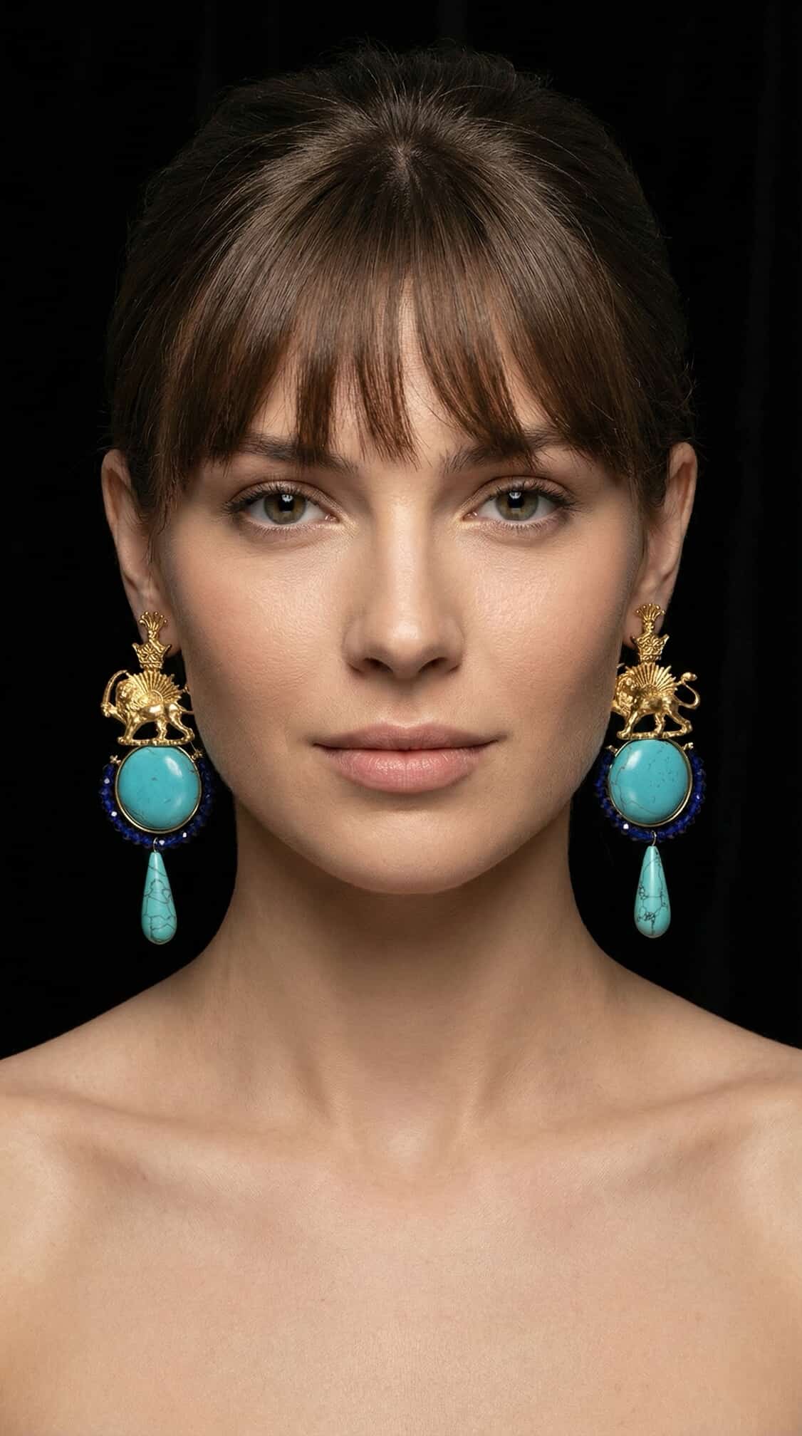 Pahlavi crown, Lion & sun Handmade light earrings